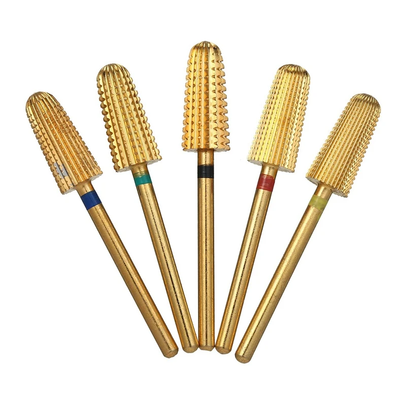 5Pcs Drill Bits Set Tungsten Steel Grinding Head Tapered Bit For Gel Cuticle Quick Polish Remover Exfoliating | Инструменты