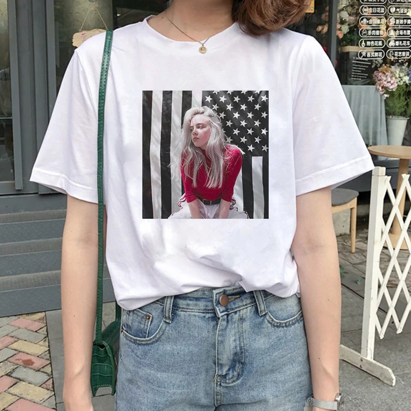 4001 Billie Eilish Harajuku графическая модная футболка для женщин 90s хип-хоп Ullzang футболка Bad Guy забавная футболка buy Friend Топ Футболка женская - Цвет: 4001