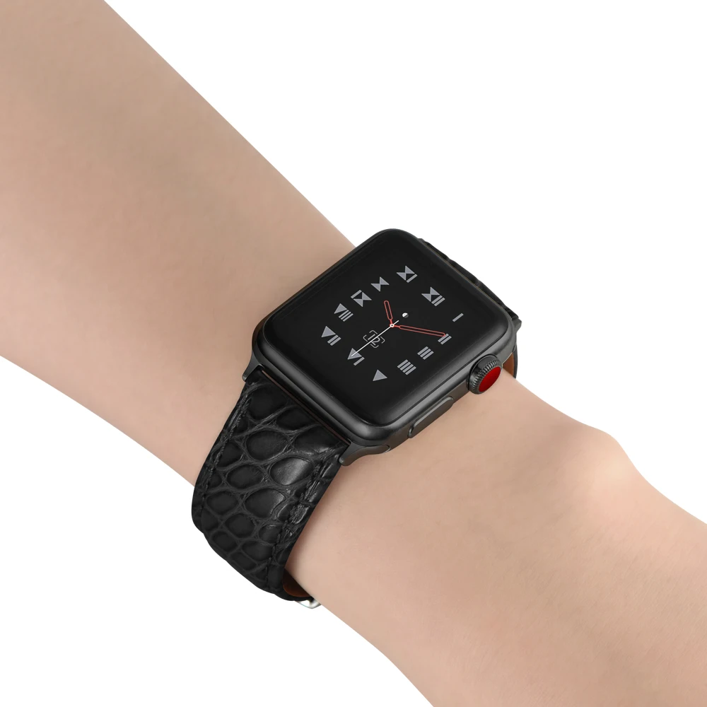 Ремешок из кожи аллигатора для часов Apple watch, 4 ремешка, 44 мм, 40 мм, iwatch, 42 мм, 38 мм, верхний технологический браслет, Apple watch, 3, 21, 5, 44