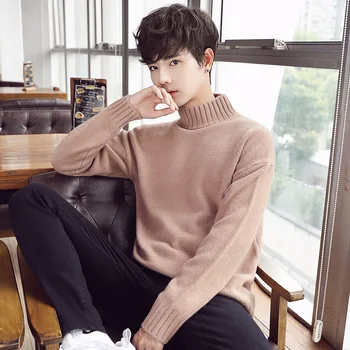 

Warm Sweater Men Turtleneck Sweaters Slim Fit Pullover Men Classic Knitwear Pull Homme 2018 Casual Male Slim Pullover