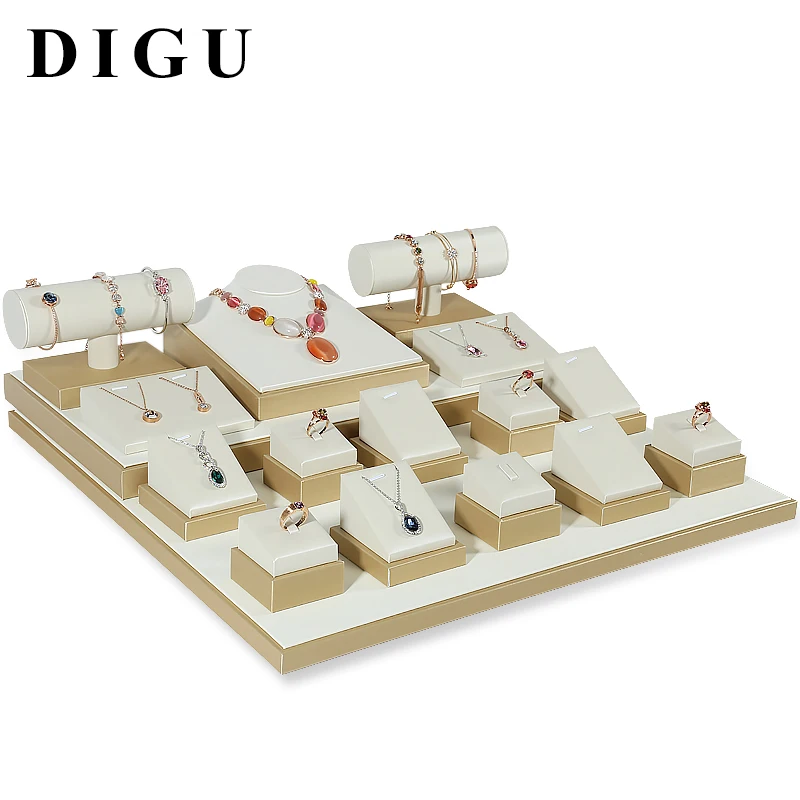 DIGU бежевый pu кожаный ювелирный нефритовый дисплей реквизит оконная подвеска кольцо стойка для ювелирных изделий