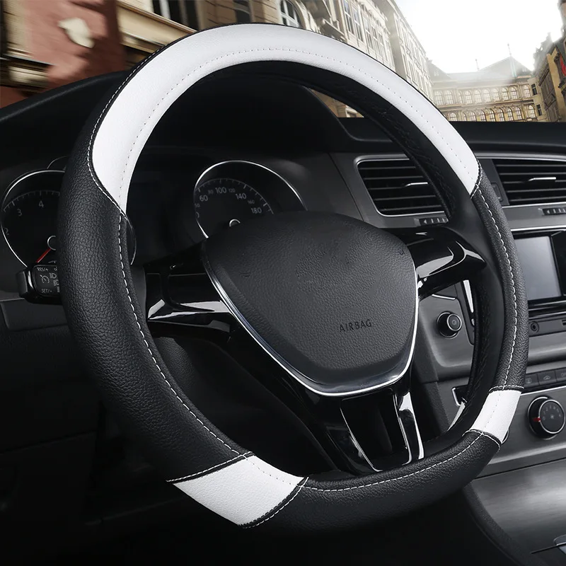 Two-tone Fashion Odorless D Shape Fiber Leather Auto Steering Wheel Cover Car Decoration | Автомобили и мотоциклы