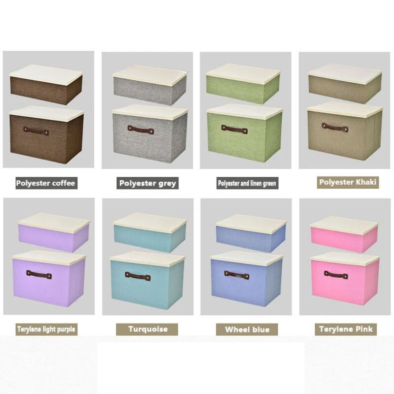 Foldable Storage Boxes with Lid Collapsible Home Clothes Organizer Fabric Cube