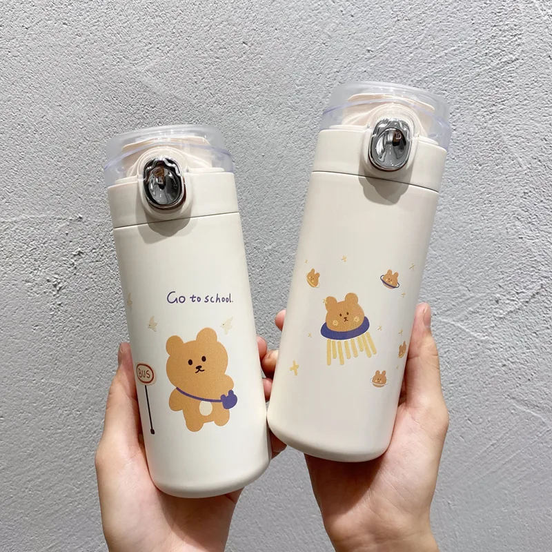

Creative Portable Kids Thermos Bottle Cute Cartoon Stainless Steel Vacuum Water Bottle Flask Student Anti-fall Thermos Cup Large