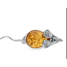 Брошь из серебра с янтарём коньячным Darwin 927041202ab