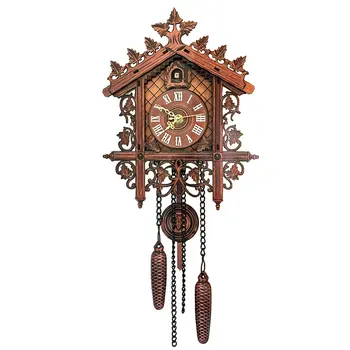 

Easy Install Gift European Craft Vintage Style Handcraft Swing Accessories Room Wall Clock Wood Cuckoo Home Decorative Modern