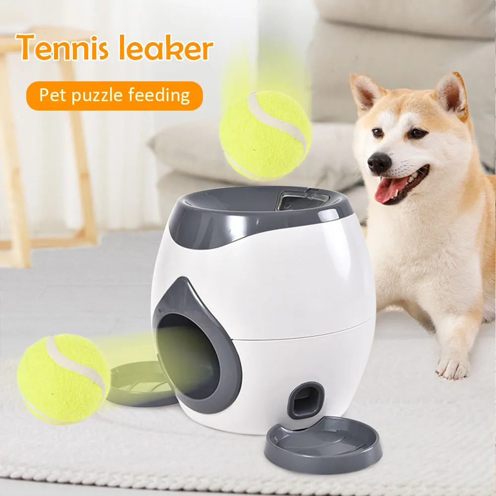 

NEW Creative 2 In 1 Pet Dog Toy Interactive Automatic Ball Launcher Tennis Ball Toys And Food Dispenser For Dog Reward Game Toy