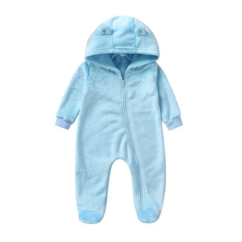 Осень, детские комбинезоны для новорожденных, детская одежда с капюшоном для мальчиков и девочек, одежда для малышей, костюм для детей 6-24 месяцев, комбинезон для мальчиков, пижама - Цвет: blue
