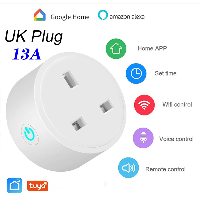 

Wifi Smart socket Smart mini plug UK WiFi remote control with Alexa Google home IFTTT Power Monitor Tuya