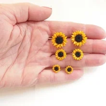 Серьги в форме подсолнечника, полимерные цветочные серьги-гвоздики, свадебные ювелирные изделия, аксессуары для невесты, подарок на день рождения для женщин