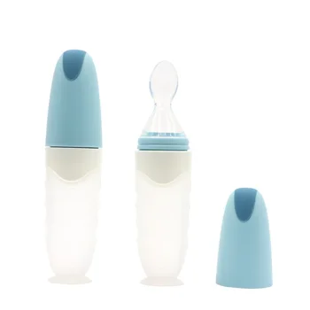 

Baby Feeder Bottle 90ml Spoon with Cover for Infant Toddler Food Milk Medicine Supplement Feeding Bottle Squeeze Feeder