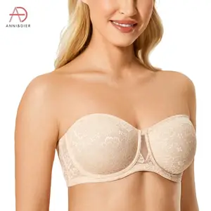 Women's Slightly Padded Lift Great Support Lace Strapless Bra Plunge Push  Up Plus Size Underwire Invisible Bras