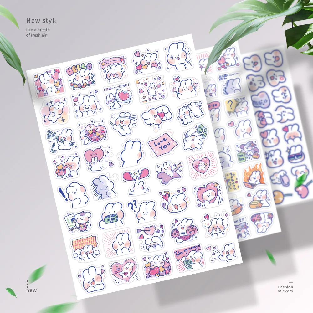 

40pc Cartoon Rabbit Expression Pink Cute Stickers Waterproof Suitcase Skate Mobile Phone Post It Stationery Decorative Sticker