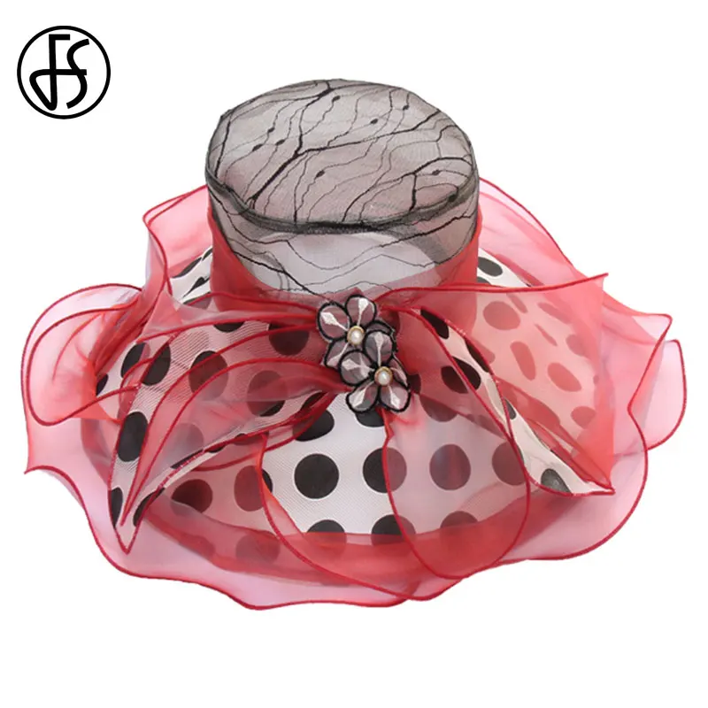 Женская шляпка из органзы FS Дерби с широкими полями и большим цветком элегантная