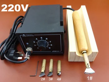 

220V Leather Craft Electric Edging & Creasing Machine Iron Tip Handle Rest Stand Tool Set Edger Creaser Groover Skiver Beveler