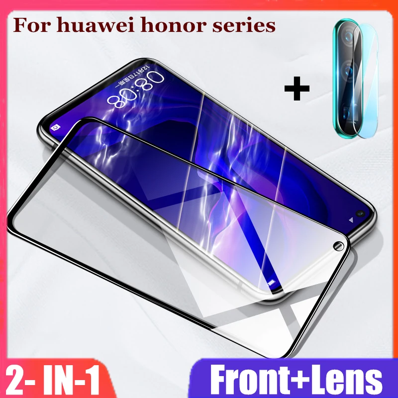 2 в 1 полное покрытие 9D закаленное стекло для Huawei P30 P20-Lite P20-Pro Honor 10 20 Lite 10i 20i 8X 9X 9X-Pro