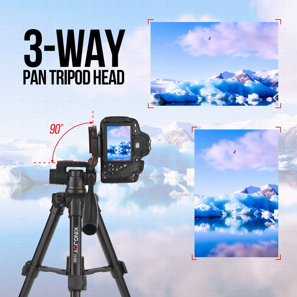 Профессиональный штатив Kingjoy VT-850 2" 3 из алюминиевого сплава для фотосъемки и видеосъемки с поддержкой DSLR SLR камеры видеокамеры