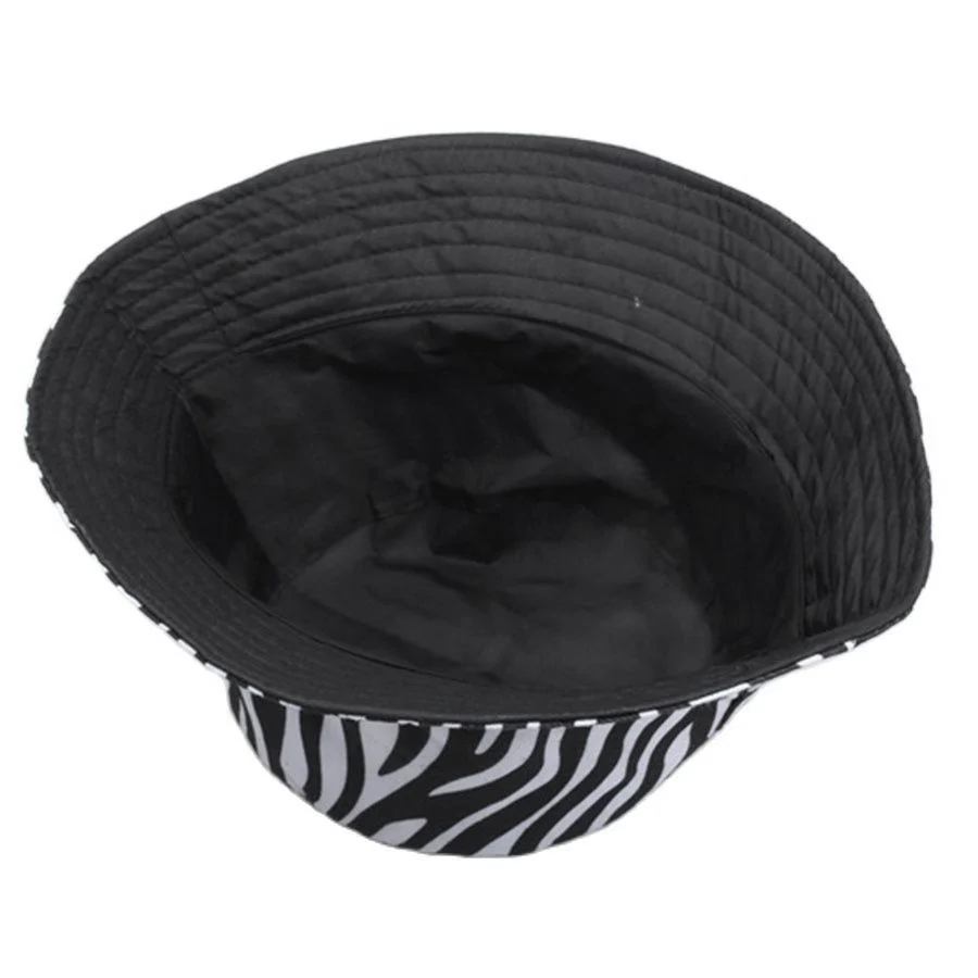 Japanese Korean Style Unisex Cotton Fisherman Caps Zebra Pattern Outdoor Summer Sun-Proof Panama Bucket Hat Youth Fashion F106