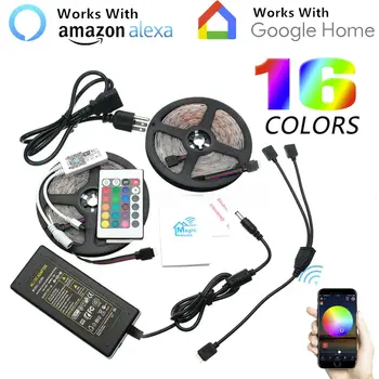 

10M RGB 2835SMD Ribbon LED Light Strip Waterproof Wifi Control+24Key+5A Power Supply Diode Tape Flexible Tape Diode Light Decor