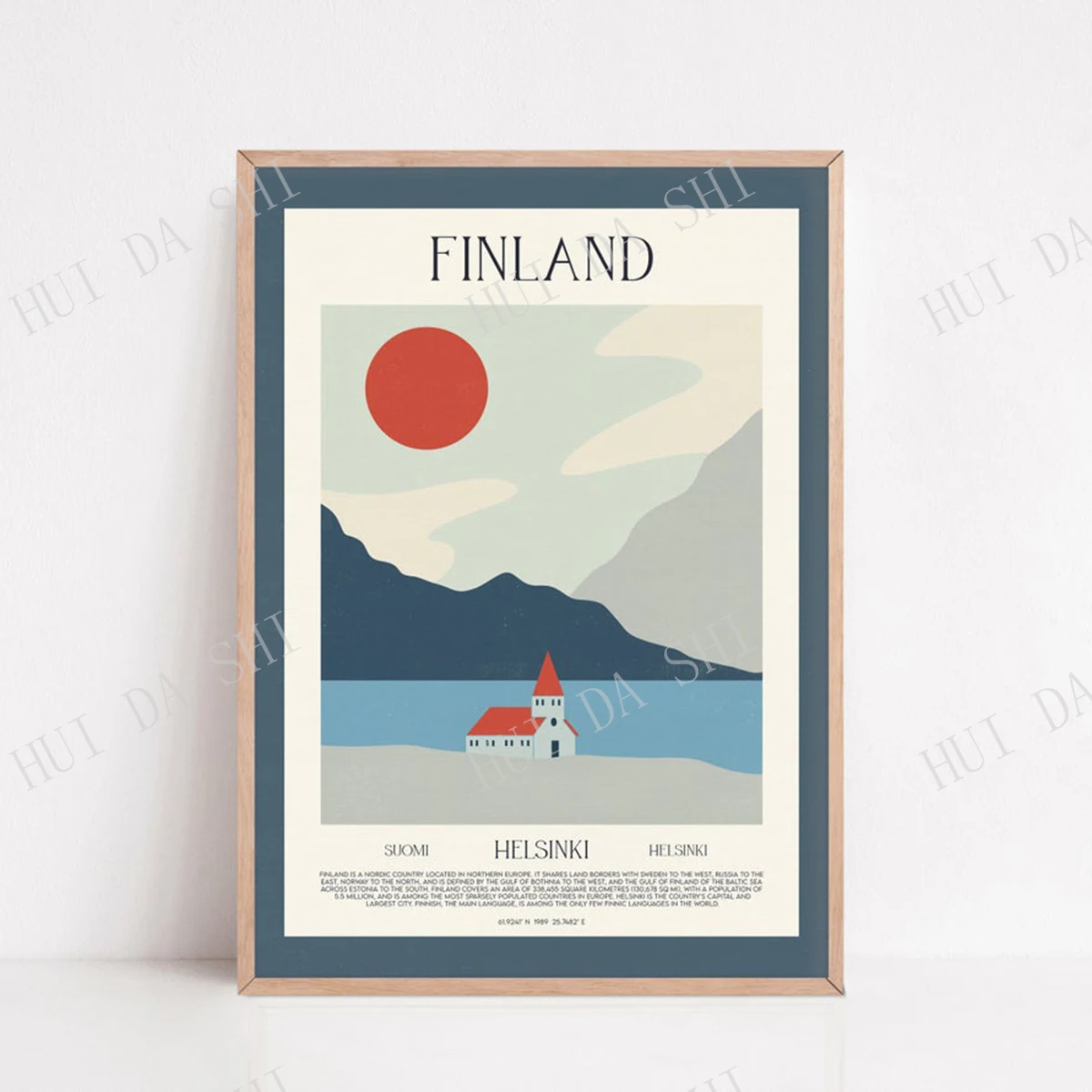 Finland Poster, Helsinki Print , Vintage Poster, Retro Wall Art, Minimalist  Poster, Illustration, Mid Century Modern, Boho