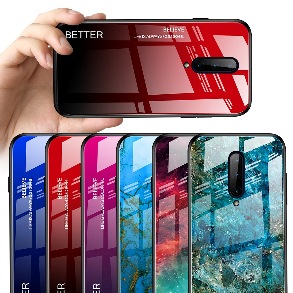 

Gradient Phone Case For oneplus 7 pro Colorful Marble Tempered glass Back Cover For oneplus 7 pro 7pro Case For oneplus7 Pro TPU