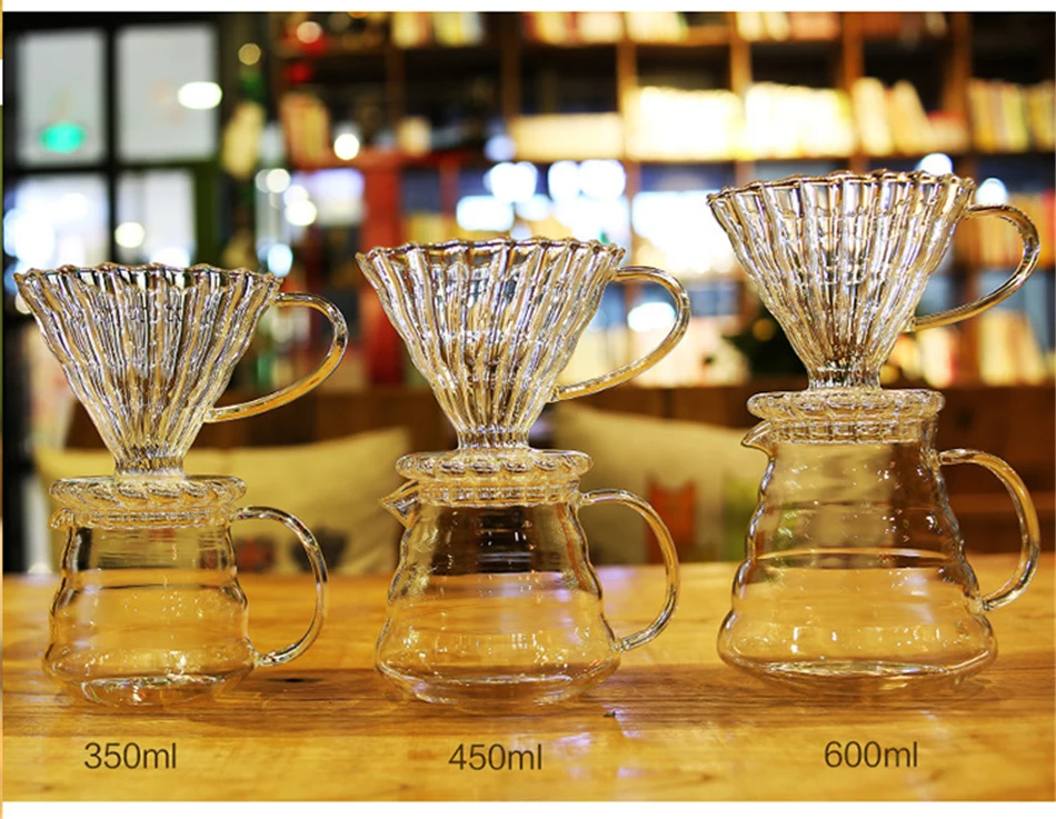 YRP V60 фильтр для кофе стеклянный кофейник 600 мл с крышкой Термостойкое стекло для повторного использования Кофе чайник капельница эспрессо