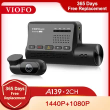Viofo a139 carro dvr traço cam duplo canal com gps embutido wifi notificação de voz câmera visão traseira gravador de vídeo 24h estacionamento