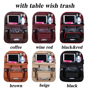 

Pu Leather Pad Bag Car Seat Back Organizer Foldable Table Tray Travel Storage Bag Dining Table Car Seat Storage Bag Accessories