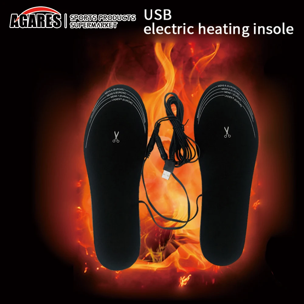 1 Pair Usb Heated Insoles Foot Warming Pad Feet Warmer Sock Pad Mat Winter Outdoor Sports