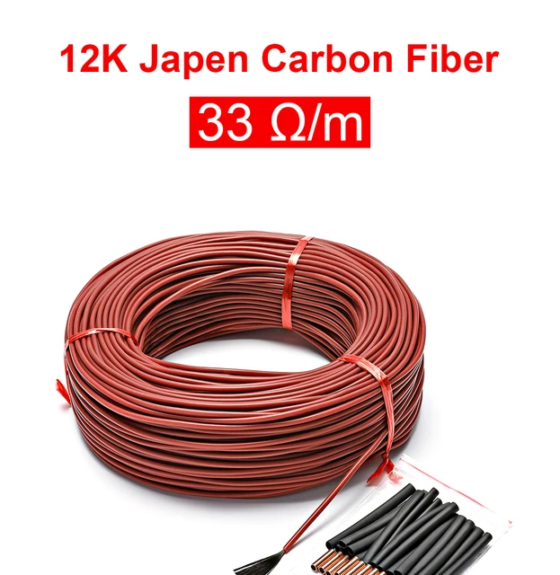 Comprar Cable calefactor y termostato de 50m, calefacción de suelo de fibra  de carbono de 12K, calefacción por infrarrojos lejanos con termostato M6