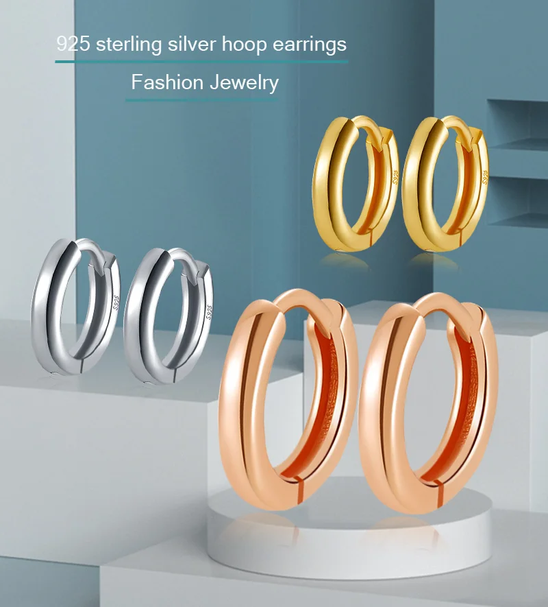 Summer New 925 Sterling Silver Hoop Earrings Original For Women Luxury Fashion Jewelry Party Rose Gold Huggie Earring 2021 Trend