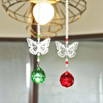 

H&D 30mm Handmade Butterfly Crystal Ball Prisms Rainbow Maker Hanging Suncatcher Home Wedding Decoration Favors Gifts for Family