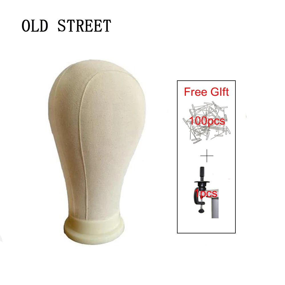 

21"-25" Canvas Block Mannequin Head Wig Display Styling Training Head For Lace Wig Making With Mount Hole 1holder+100Tpins