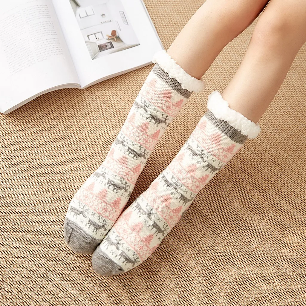 Рождественские носки для женщин и девочек; плотные теплые зимние хлопковые носки с рождественским принтом для дома; Skarpetki Damskie; Прямая поставка - Цвет: G