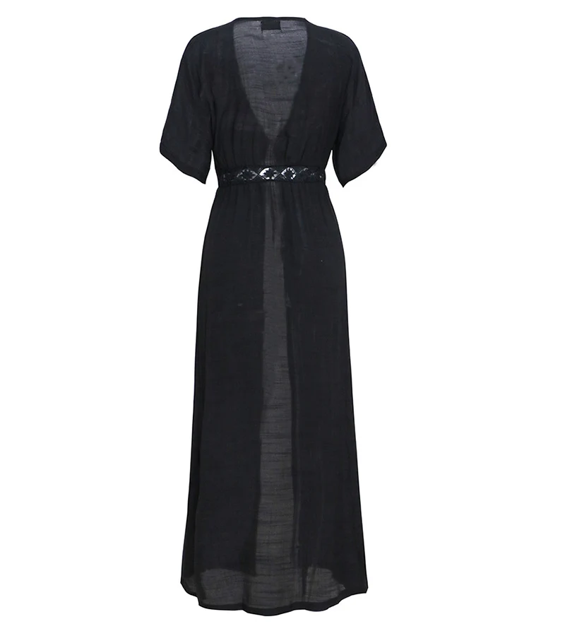 Bohemian beach dress fashion sunscreen maxi long dress women summer Nice short sleeve white sexy boho women dress Pop CDR261 (5)