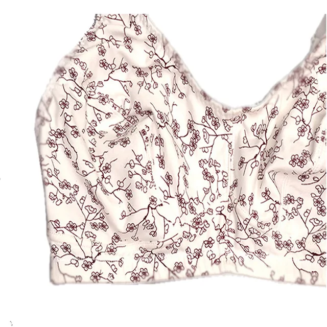 Large size non-wired bra, printed wide straps, comfortable