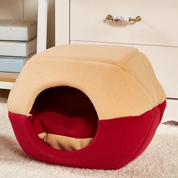 

Deformable Pet Cat Bed House High Elasticity Cats Cushion Mat High Density Filling Fiber Small Dogs Bed Pets Kennel Comfortable