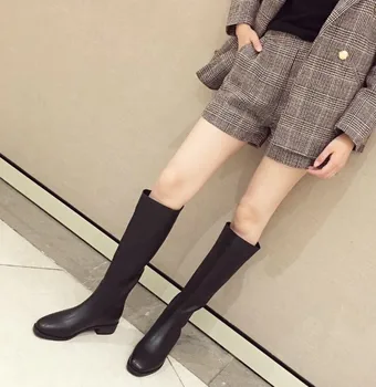 

Med Heel Boots Booties Ladies Women's Rubber Shoes Rain Winter Footwear Sexy Thigh High Heels High Sexy Zipper Luxury Designer