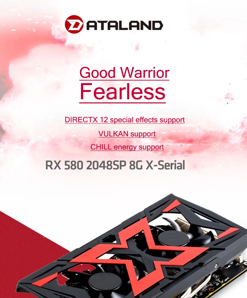 Графическая карта Dataland X-Serial RX580 4G для AMD GDDR5 256bit PCI настольная игровая видеокарта RX580 для ПК