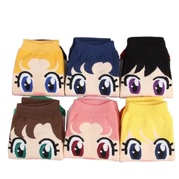 

100 pair/ lot Cartoon Socks Cute Spring Summer Casual Women's Fashion Cotton Sports Sailor Moon Socks
