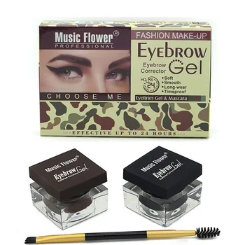 

Music Flower Black Brown Eyebrow Enhancers Cream with Dual-ended Brush Makeup Smooth 24H Long Lasting Waterproof Eyebrows Kit
