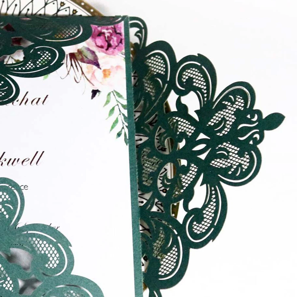  10pc/lot Wedding Invitations Elegant Engagement White Hollow Laser Cut Wedding Invitation Card With - 4.00029E+12