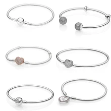 Модный серебряный браслет с плотной шаровой кнопкой в форме сердца,, Стерлинговое Серебро 925 пробы, женские DIY ювелирные изделия, романтические gif