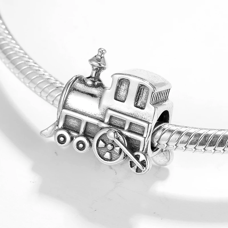 Паровой поезд 925 стерлингового серебра Шарм бусины подходят Pandora браслет ювелирные изделия