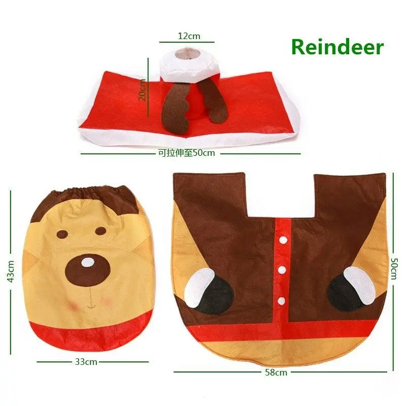 B-4PCS рождественское сиденье для унитаза Снеговик Санта эльф Лось крышка для унитаза ковер аксессуары для ванной комнаты Рождественский Декор для дома
