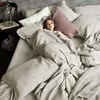 Pure Organic Flax Linen Bedding Set, Including Duvet Cover and 2 Pillow Cover, Bed Linens, Button Or Zipper Quilt Cover King 1