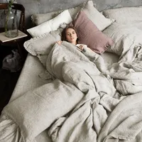 Pure Organic Flax Linen Bedding Set, Including Duvet Cover and 2 Pillow Cover, Bed Linens, Button Or Zipper Quilt Cover King 1
