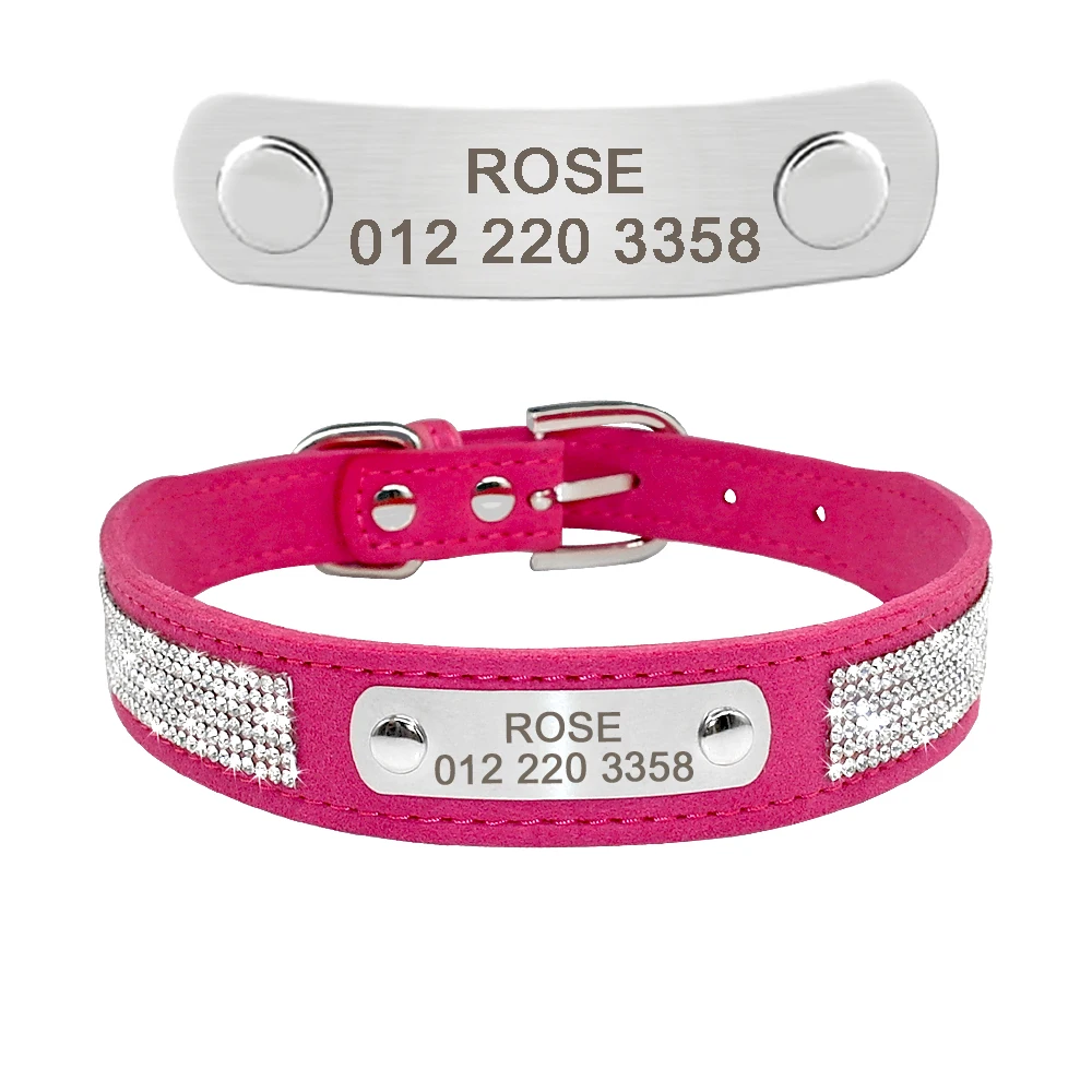 Personalized Dog Collar Leather Puppy Collar With Name Tag Adjustable For Small Medium Dogs Cats dog collar pet collar