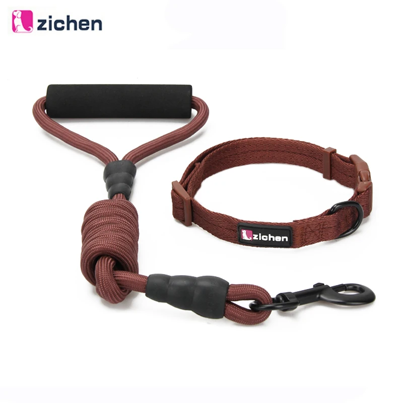 

Zichen Pet Dog Leash Collar Small Medium Big Dogs Nylon Fabric Padded Adjustable Foam Handle Durable Training Dog Collar 3 Color