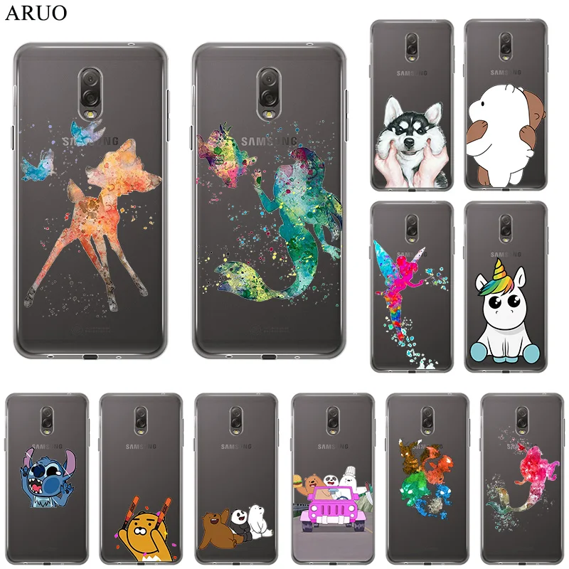 

Cool Mermaid Deer Soft TPU phone case for Samsung Galaxy A80 A70 A50 A9 A20e A40 A6plus A8s clear Silicone Cute Panda Bear cover